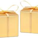 Adecortalk 100 Pcs Mini Gold Gift Boxes 2x2x2 Inches Paper Party Favor Boxes Gift Candy Boxes with Ribbons for Birtyhday Wedding Baby Shower Graduation Bridal Shower Halloween Christmas Valentine Gifts