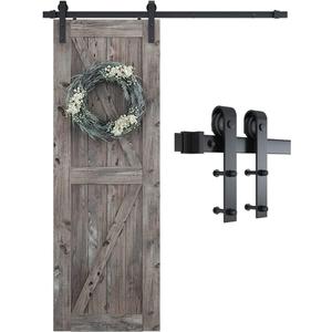 SMARTSTANDARD 5.5 Feet Heavy Duty Sturdy Sliding Barn Door Hardware Kit -Smoothly and Quietly -Easy to Install -Includes Step-by-Step Installation Instruction Fit 33" Wide Door Panel (J Shape Hanger)