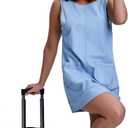 Vigorics Women's Denim Overall Dress Sleeveless Jumper Mini Dress Casual Summer Jeans Pinafore with Pockets (S)