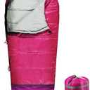 REDCAMP Kids Mummy Sleeping Bag for Camping, 3 Season Cold Weather Sleeping Bag Fit Boys,Girls & Teens, Blue/Rose Red (Pink with 3.3lbs Filling)