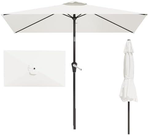 AreShark 6.5' x 10' Rectangular Patio Umbrellas for Outdoor, Outdoor Table Umbrella, Large Outdoor Patio Umbrellas with 6 Sturdy Ribs for Market, Garden, Pool (Cream-white)