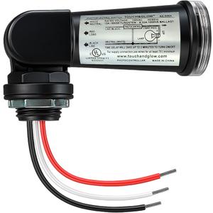 Touch & Glow Photocell LED Light Sensor - Lighting Control with Swivel Mount - IP65 Waterproof - Outdoor Light Sensor for LED, CFL- UL Listed - EZ-349A (Black)