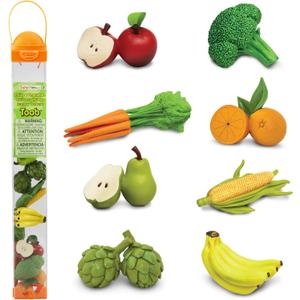 Safari Ltd Fruits & Vegetables TOOB - 8 Mini Figurines Including Pears, Oranges, Apples, Artichokes, Carrots, Bananas, Broccoli, and Corn - Educational Toy Figures for Boys, Girls & Kids Ages 3+
