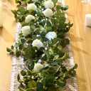 2 Pieces 6.5 ft Eucalyptus Garland with 20 LED Light Bar and Rose Flowers Artificial Eucalyptus Flower Vines for Wedding Arch Party Tables Centerpiece Backdrop Party Decor