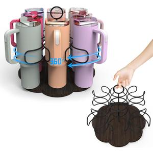 8 Slots Large Water Bottle Organizer for Stanley 40 oz Tumbler, Rotating Stanley Cup Holder for 8 Tumblers, Water Bottle Storage Rack for Stanley Cup Accessories, Stanley Cup Tumbler Organizer