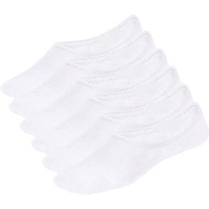 WHISPER DEER No Show Liner Socks Women - (Size 4-7/7-10/10-13) Low cut Invisible Cotton Sneaker Socks with Non Slip Grips (6white)