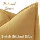 DecorUhome Summer Decorative Linen Throw Pillow Covers 18x18 Inch Set of 2 Mustard Yellow Pillow Covers with Flange Edges Soft Farmhouse Boho Accent Pillow Cases for Couch Bed Living Room