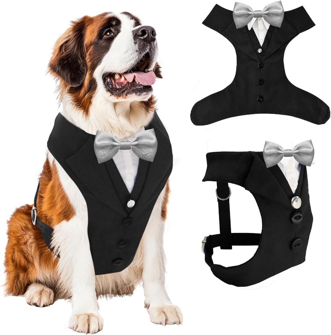 AVERYDAY Dog Tuxedo for Wedding Outfit, Dog Suit and Tie Costumes for Birthday, Halloween, Cosplay, Christmas Party, Pet Formal Wear with Bowtie, Tux for Medium Large Dogs, Bulldog, Labrador, Husky