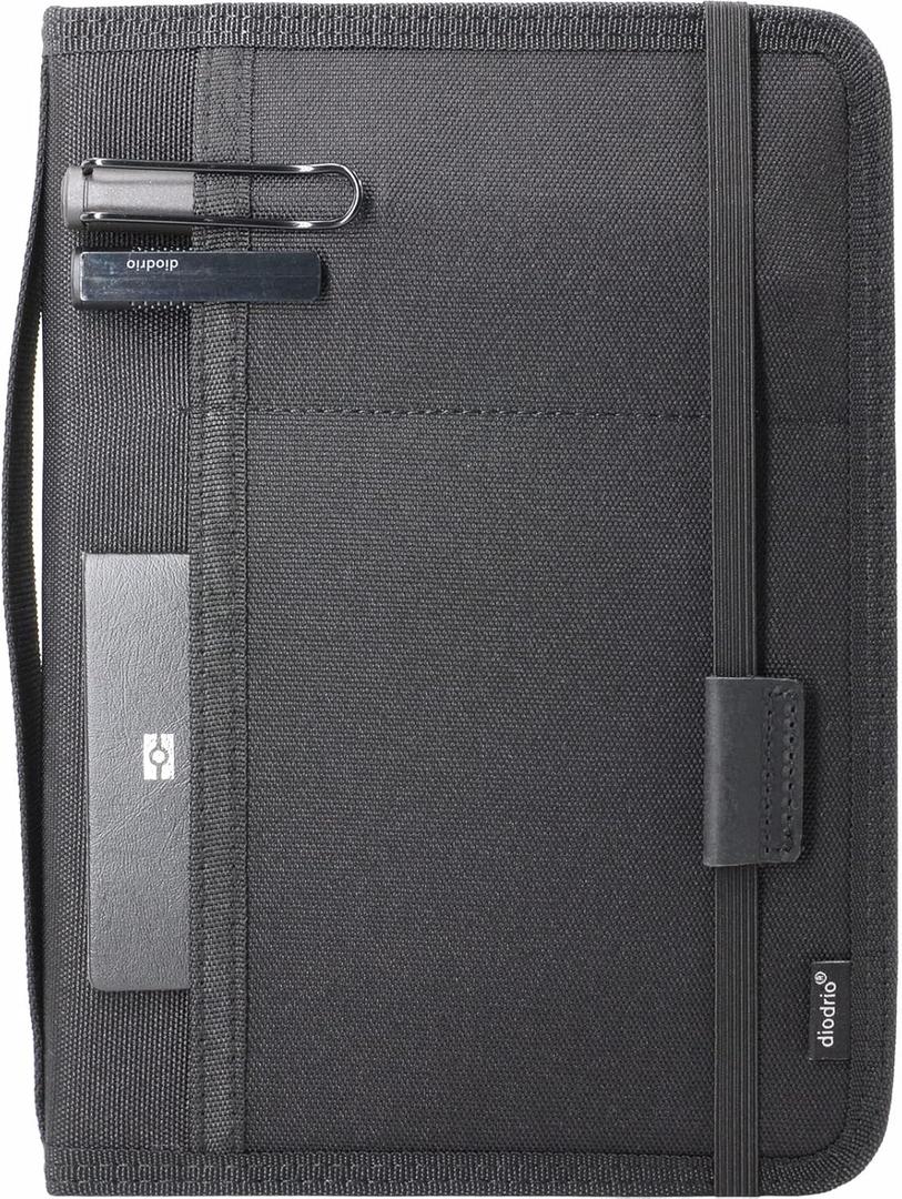 diodrio Journal Notebook Cover for Travel 5.5 x 8.25 A5 Moleskine LEUCHTTURM 1917 Journal Notebook Planner Sketchbook Legal Pad, refillable, Water Resistant, Elastic Band, Inner Pockets, Black