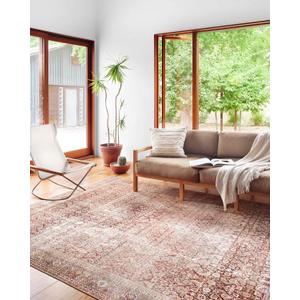 Loloi Layla Collection LAY11 Cinnamon/Sage 3'6" x 5'6" .13" Thick Accent Rug, Soft, Durable, Vintage Inspired, Distressed, Low Pile, NonShedding, Easy Clean, Printed, Living Room Rug