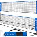 SONGMICS Badminton Net, Height Adjustable Volleyball Net, Pickleball Net for Junior Tennis, Kids, Indoor Outdoor Court, Foldable Nylon Net with Poles 10ft/13ft/16.5ft Wide (Blue)