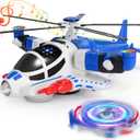 HOLYFUN Light-Up Helicopter Toy for Toddlers, 360 Rotating Airplane Toy with Music and Obstacle Avoidance, Birthday Gift for Boys Ages 3-5