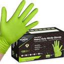 TitanFlex Heavy Duty Green Industrial Nitrile Gloves, 8mil, Large, Box of 100, Latex Free, Raised Diamond Texture Grip, Powder Free, Food Safe, Rubber Gloves, Mechanic Gloves