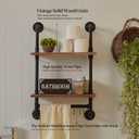 ROGMARS Industrial Pipe Shelf Floating Shelves Bathroom Pipe Shelving Farmhouse Bathroom Shelves with Towel Bar Towel Rack Over Toilet Industrial Shelf Rustic Wall Wood Shelves 19.7 Inch, 20 Inch 2 Tier