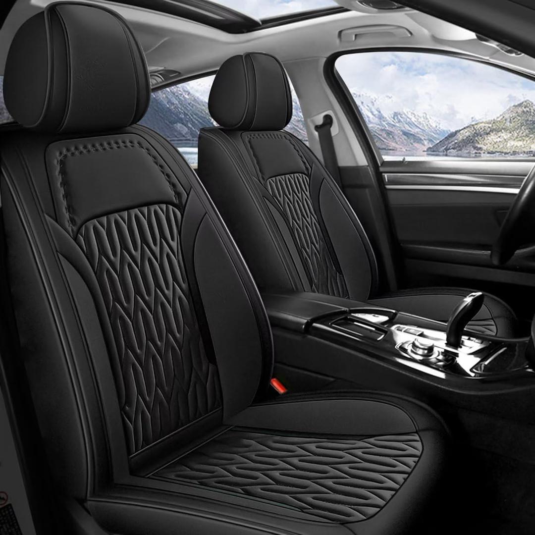 AOMSAZTO Car Seat Cover Custom Fit for Mitsubishi Outlander 2007-2025 2026 Car Seat Cushion Protector Waterproof Leather Automotive Seat Covers Full Set Black