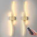 Wireless Wall Sconces Set of Two, Dimmable, 3CCT, Up to 65H Runtime | 3 Color Temps, Stepless Dimming, Timer, Modern LED Wall Light, Remote Control, 450LM, Rechargeable, Battery Operated Sconce, 23.6 inches