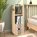 CTESNE2026 Wooden Thick Frame 3 Cube Storage Organizer Shelf with Anti-Tipping Kits + Reversible Open Back Bookcase, Horizontal and Vertical Dual-use, Oak Color, 11inch