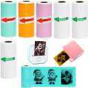 6 Rolls Colored Thermal Sticker Paper for Phomemo T02/M02/M02S PRO Mini Printer,Self-Adhesive Paper 53 * 28mm,HD Label for Pocket Inkless Portable Photo Printer to Print,Note,List (3 White+Orange+Purple+Green)