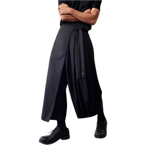 OYOANGLE Men's Skirt Pants Tie Waisted Wide Leg Cropped Harem Pants Y2k Hipple Trousers, Size XXL
