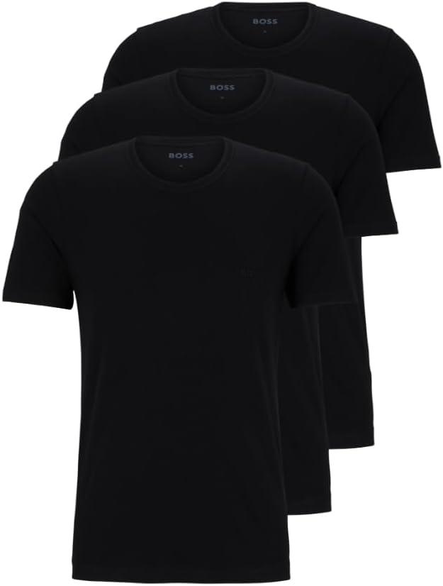 BOSS Men's Logo Embroidered Cotton Tee 3 Pack (XX-Large, Dark Soil Black)