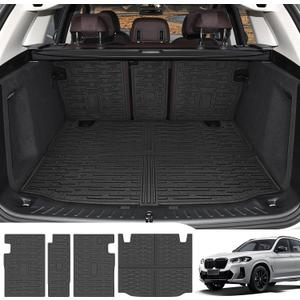 Cargo Mat Fit for 2018-2023 BMW X3 G01 Cargo Liner TPE Trunk Mat Anti-Slip Trunk Floor Liner for BMW X3 Accessories(Cargo Mat+Backrest Mat)