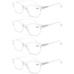 Reading Glasses Women Blue Light Blocking Lightweight Readers Anti Blue Ray Cheaters Glasses Spring Hinges 4 Pack 1.25 x