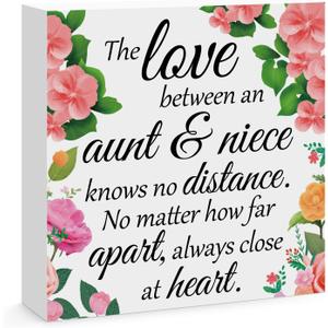 2 x Aunt Gifts from Niece Unique Aunt Birthday Gifts Wooden Block Sign Home Office Desk Sign Decor Present for Auntie Christmas Thanksgiving Wedding Mother's Day for Aunt