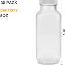 Encheng 8 Ounce Glass Bottles, Reusable Glass Drinking Bottle with Plastic Airtight Lids, Vintage Juicing Bottle Clear Water Bottles for Smoothies, Kombucha, Travel Homemade Beverage, 30 Pack