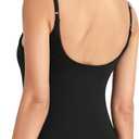 THE GYM PEOPLE Women's Longline V Neck Sports Bra with Removable Pads Adjustable Spaghetti Strap Yoga Workout Cami Tank Tops (Black, XL)