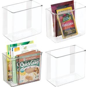 iDesign Adhesive Organizer Bin - Damage-Free Hanging for Kitchen, Bathroom, or Office - Set of 4 - Clear