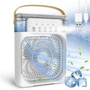 Portable Fan 3 in 1 Mini Air Conditioner Humidifier and Air Conditioner with LED Water Tank 600ml 3 Wind Speeds and 5 Hole Sprayer (Pink) (flower butterfly lily:pink)