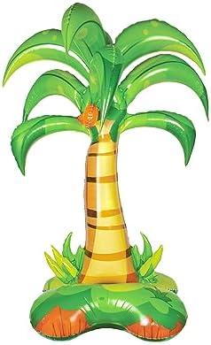 52 Inches Large Inflatable Standing Palm Tree Balloons, Green Blow Up Foil Mylar Coconut Tree Balloons for Birthday Baby Shower Decorations Hawaiian Luau Aloha Tropical Summer Beach Party Supplies