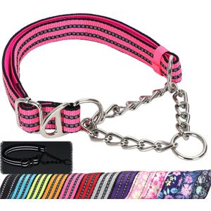 Martingale Collar for Large Dogs,Pink Reflective Collar with Night Safety Design for Large/Medium XL XXL Female Dogs Secure Pet Collars for Walking Training(Pink XL) (XL(Neck21"-27"))