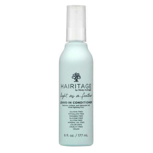 Hairitage Detangling Leave-in Conditioner Spray - Leave In Hair Treatment for Dry Damaged + Curly, Fine, Wavy, Frizzy Hair - Lightweight Formula - Sulfate Free - Cherry + Amber Scent, 6 Fl oz, 6PCS