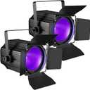 200W LED Stage Light, COB Par Lights with Barn Doors, DMX Blinder Stage Lighting Sound Activated for Wedding Live Show Christmas Party (6 Colors 2PC)