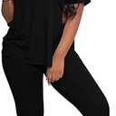 Mrskoala Lounge Sets for Women Two Piece Outfits Pullover Tops and Long Pants Tracksuit Sweatsuits Black S