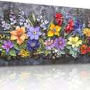 SERIMINO Dark Floral Wall Art, Abstract Wildflower Art Prints 20"x40"