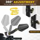 BUMBEE Upgraded Adventure Motorcycle Mirrors 360 Degrees Adjustable, Foldable Convex Side Rearview Mirrors No Vibration & Wobble With M8 M10 Screws and 7/8" Handlebar Mount for ATV Scooter Dirt Bike