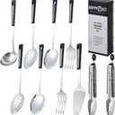 Stainless Steel Metal Serving Utensils - Set of Serving Spoons,Slotted Spoons, and Serving Tongs.serving fork,cake server