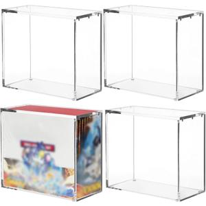 4 Pcs ETB Protector Cases, Acrylic Display Cases with Metal-gripping Lid, Box, Clear Dustproof & Waterproof Collectible Storage Boxes, Compatible with Elite Trainer Box