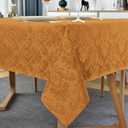 SASTYBALE Thanksgiving Tablecloth - 60 x 102 Inch Brown Jacquard Tablecloths Rectangle Damask Design Spillproof Table Cloth Polyester Oblong Table Cover for Kitchen Dinning Party Tabletop