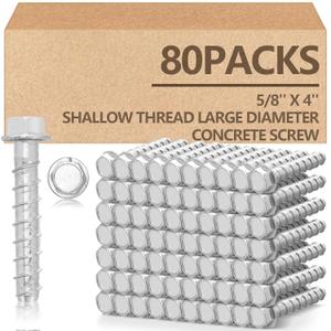 Tandefio 80 Pack 5/8 x 4 Concrete Anchors and Screw Kits Galvanized
