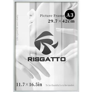 A3 Picture Frame, 11.7x16.5 Inch Minimalist Aluminum Frame with HD Acrylic, Thin Metal Poster Frame for Wall Mount, Vertical & Horizontal Display  Silver