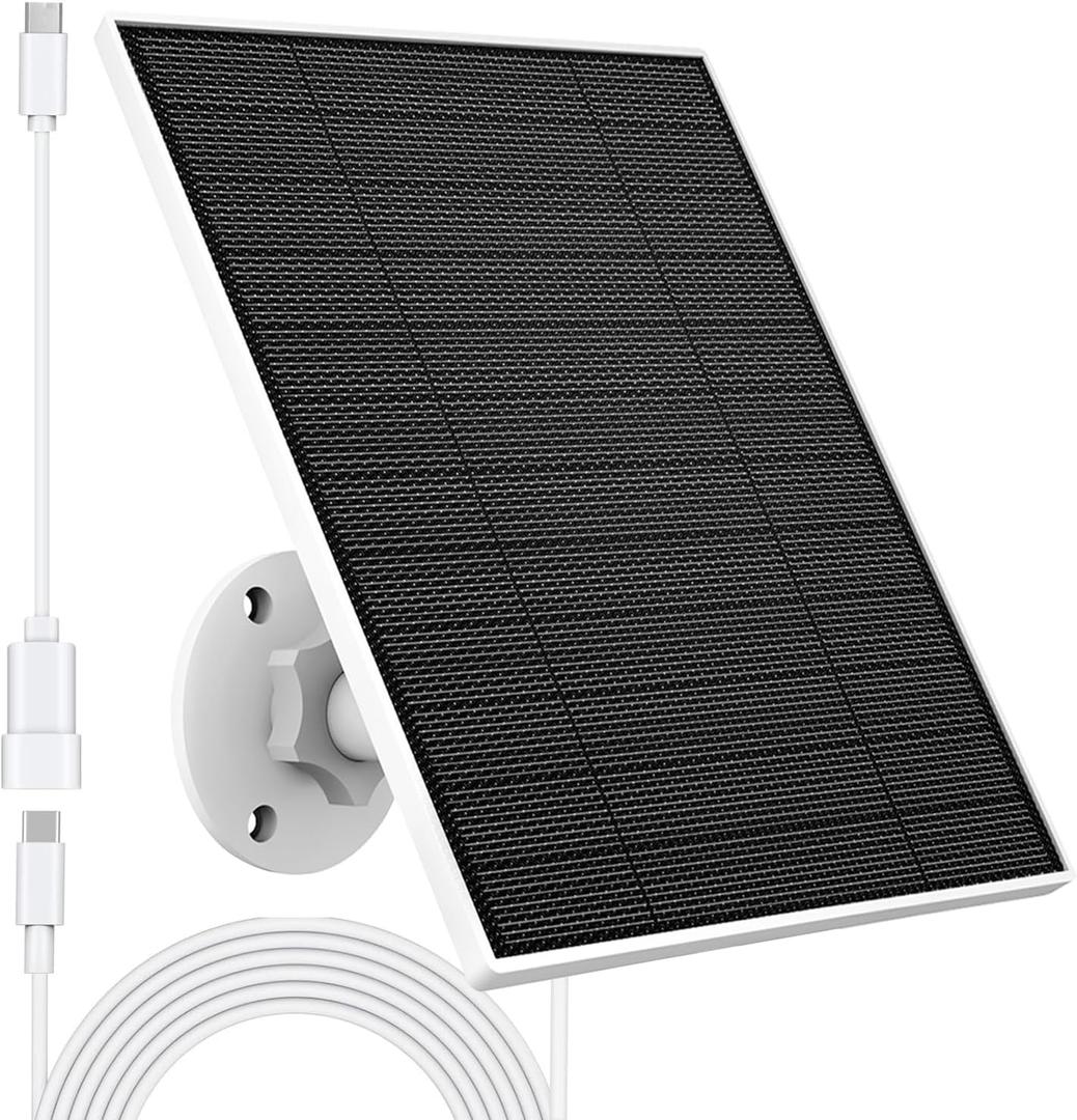 Solar Panel for Eufy Outdoor Camera, 5W Camera Solar Panel Charger Compatible with Eufycam, Continuous Power Supply, Solar Panel with 9.8ft Charging Cable, IP65 Waterproof, Adjustable Wall Mount