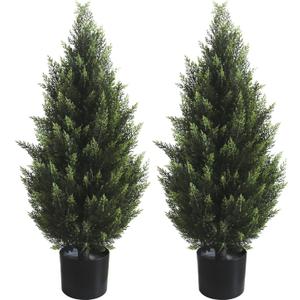 3FT Artificial Topiary Tree Realistic Faux Cedar Pines Christmas Trees UV Rated Fake Shrubs for Front Porch Faux Plants Indoor and Outdoor Decor (2 Pack) 3FT Artificial Topiary Tree Realistic Faux Cedar Pines Christmas Trees UV Rated Fake Shrubs for Front Porch Faux Plants Indoor and Outdoor Decor (2 Pack)