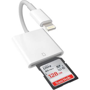 Apple MFi Certified Apple Lightning to SD Card Reader for iPhone, Trail Game Camera Viewer Memory Card Reader for iPhone, SD Card Adapter to iPhone 14/13/12/11/XS/XR/X/SE/8/7/iPad, Plug and Play