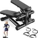 Sweetcrispy Mini Stair Steppers with Resistance Bands for Exercise at Home, Portable Exercise Twist Stepper Machine for Full Body Workout, 300LBS Capacity