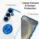 Tnarru Designed for Samsung Galaxy S25 Clear Case with Stand [Magnetic Ring Holder Kickstand] Soft TPU Bumper Non-Yellowing Anti-Scratch Lightweight Slim for Samsung Galaxy S25 Case Blue