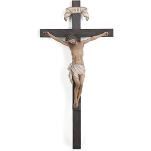 BC Catholic Crucifix Wall Cross in 24" H Jesus Christ indoor Home Decor Collectable Religious Gifts Renaissance Sculpture handmade By Buildclassic, 24.4"L x 11.9"W