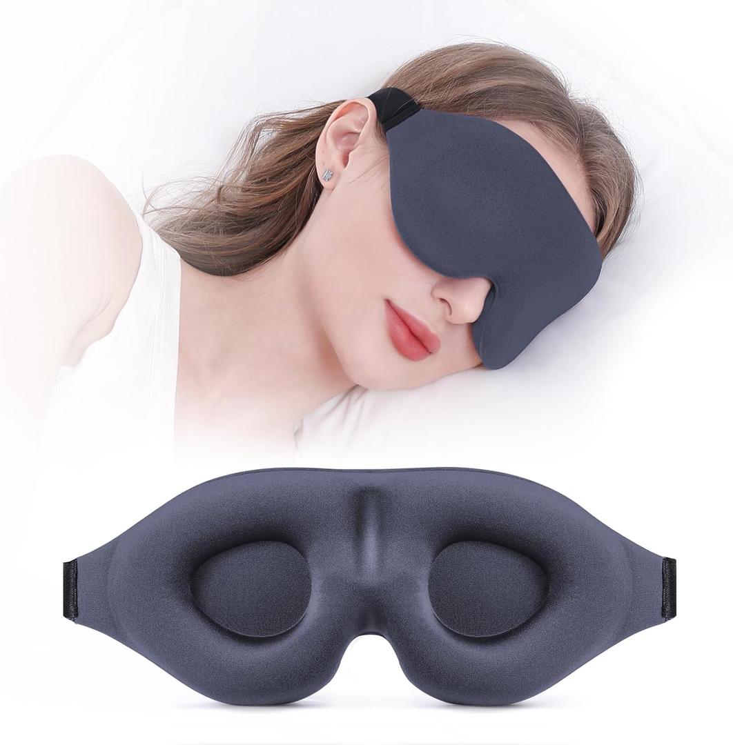 YIVIEW Sleep Mask for Side Sleeper, Complete Light Blocking 3D Sleeping Eye Mask, Soft Breathable Eye Cover for Women Men, Relaxing Zero Pressure Night Blindfold (Grey)